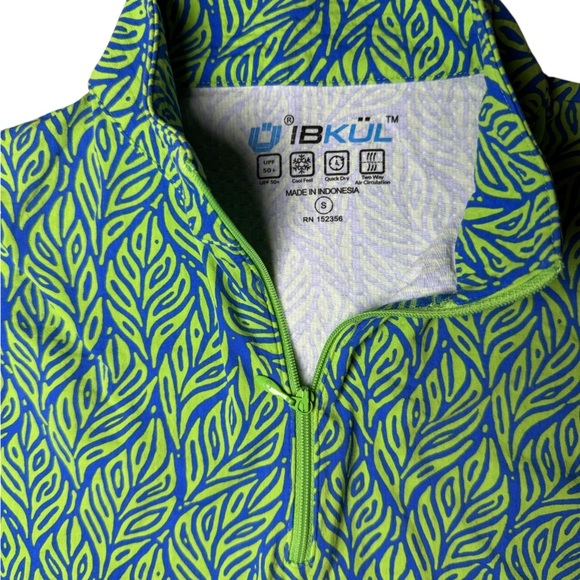 Title: IBKÜL UPF 50+ Leaf Print Quarter Zip Top – Women’s Size Small - Picture 2 of 5